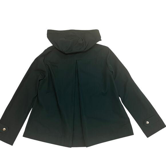 LOFT Hooded Raincoat Jacket Green | Gold Hardware, Minimalist Fall, M $130 NWT - Picture 2 of 8
